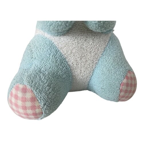 Vintage Russ Berrie Lil Tubbies Blue Teddy Bear Plush Baby Rattle Pink Checkered - Picture 4 of 8
